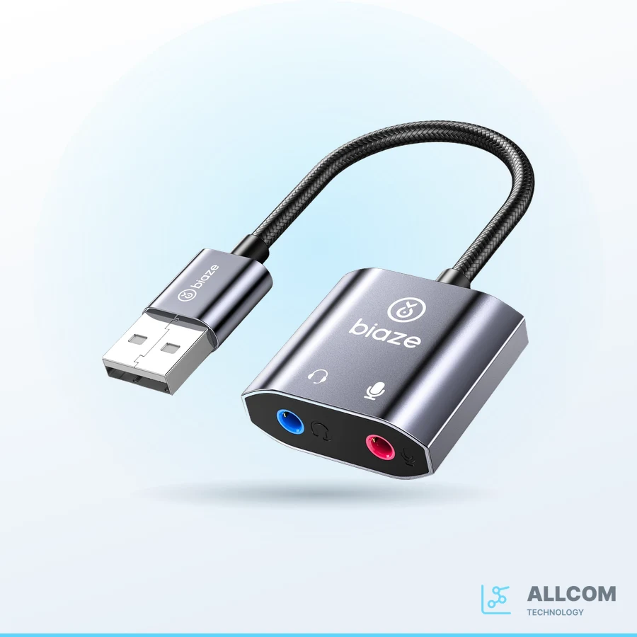 محوّل Biaze USB Sound to 3.5mm Dual Jack